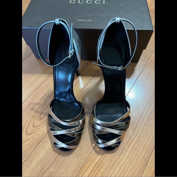 GUCCI Sand Pelle S. Cuoio Glow Light Heels 38 - Picture 4 of 8
